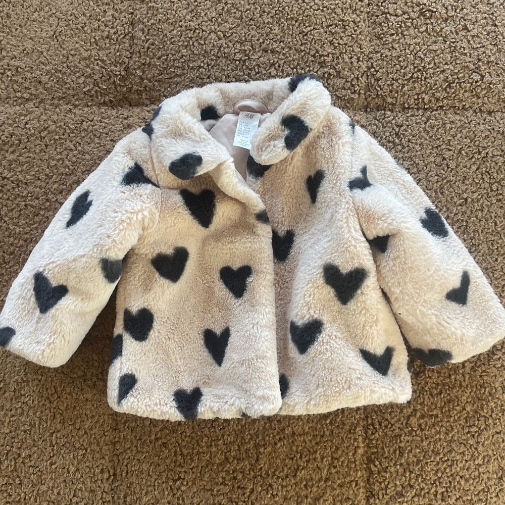 H&M cute fluffy jacket with hearts